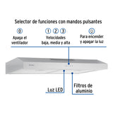 Campana Extractora 75 cm, Empotrable, Acero Inoxidable, Foset