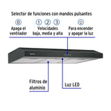 Campana Extractora 80 cm, Empotrable, Negra, Foset