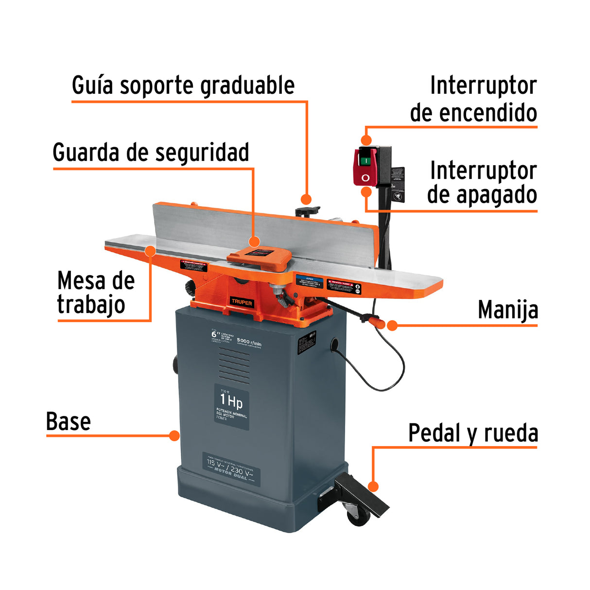 Canteadora de Piso 6', 1 HP (750 W), Truper