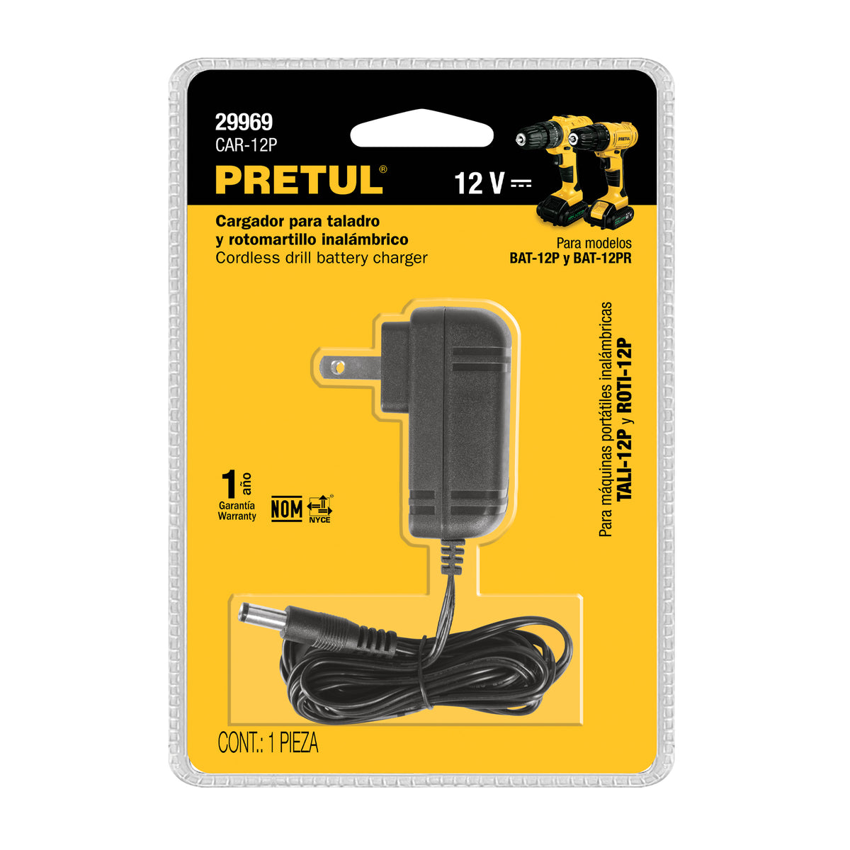 Cargador de Baterías de Ion Litio, 12 V para Taladro TALI-12P