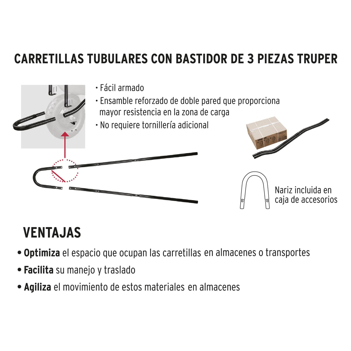 Carretilla 8 FT3 Imponchable, Bastidor Tubular, Truper