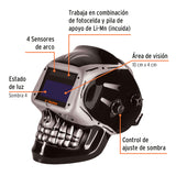 Careta Electrónica para Soldar Sombra 9-13, Calavera, Truper