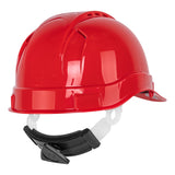 Casco de Seguridad Ventilado, Ajuste de Matraca, Rojo