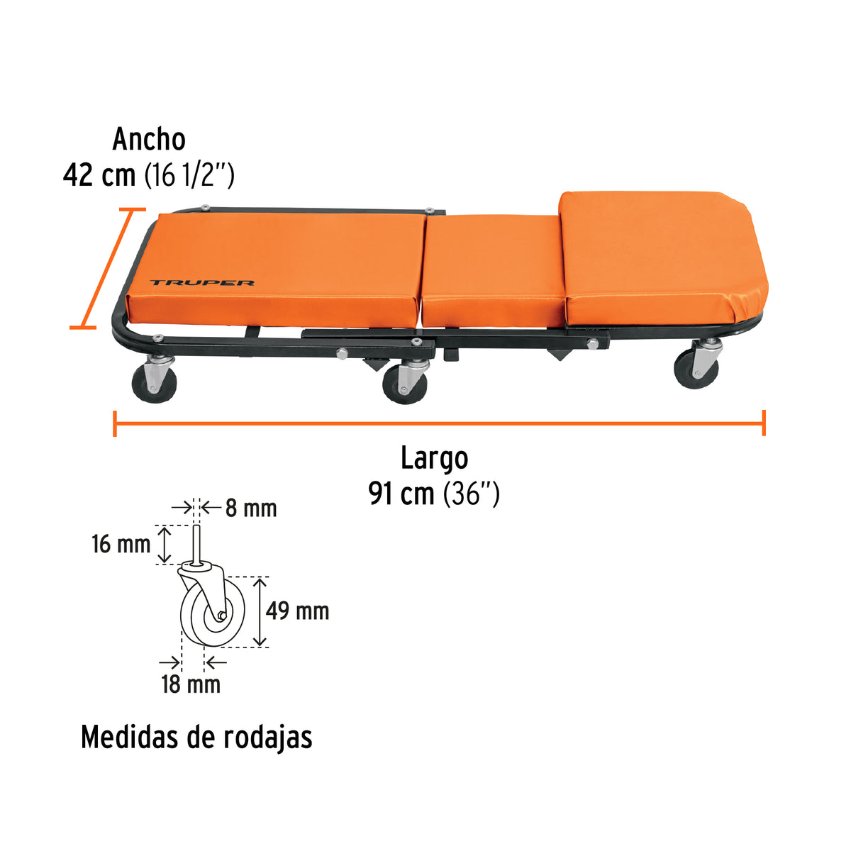 Cama/Banco de 36' para Mecánico, Truper