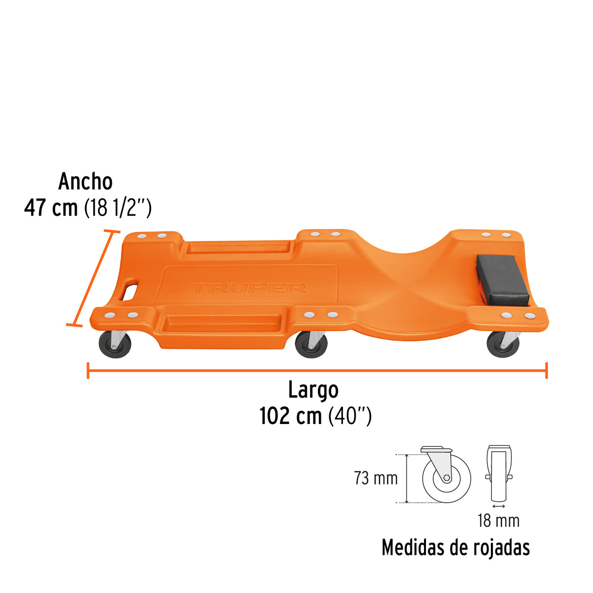 Cama de Plástico 40' para Mecánico, Truper