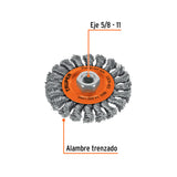 Carda Circular 4' Alambre Trenzado, Eje 5/8'-11, Truper