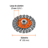 Carda Circular 4' Alambre Trenzado, Eje 5/8'-11, Truper