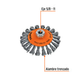 Carda Tipo Cónico 5' Alambre Trenzado, Eje 5/8'-11, Truper