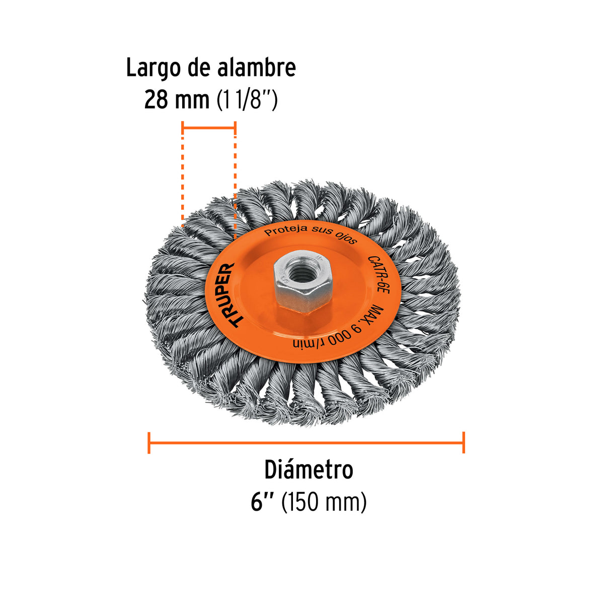 Carda Circular 6' Alambre Trenzado, Eje 5/8'-11, Truper