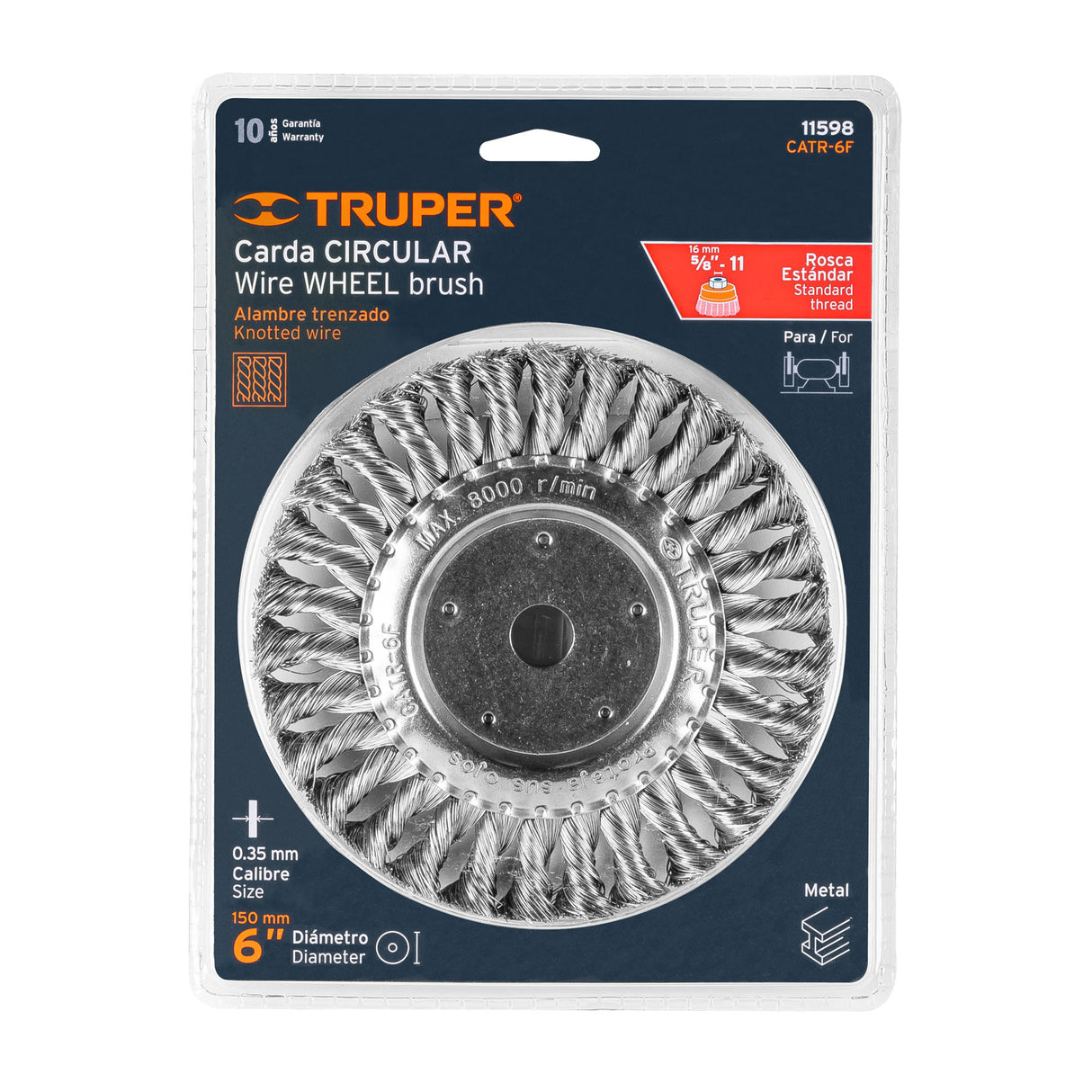 Carda Trenzado Fino 6' X 5/8' para Esmeril, Truper