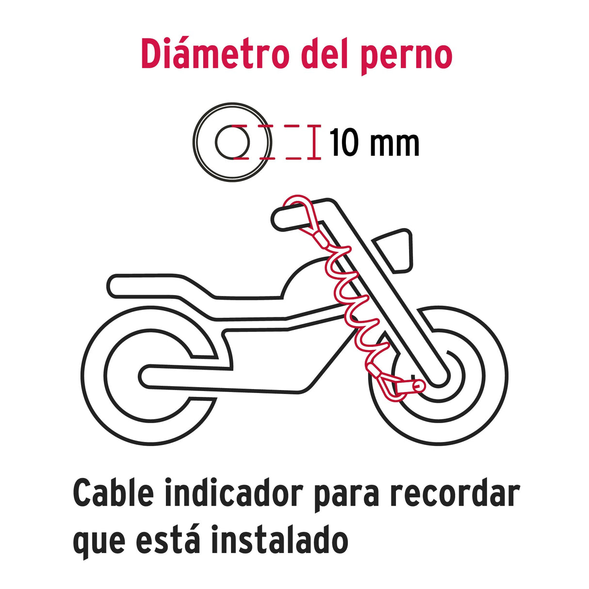 Candado para Freno de Disco Motocicleta, 10 mm, Hermex