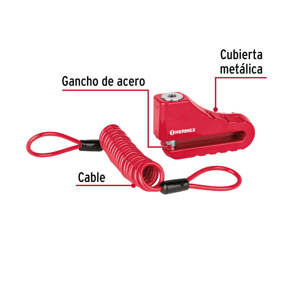 Candado para Freno de Disco Motocicleta, 10 mm, Hermex