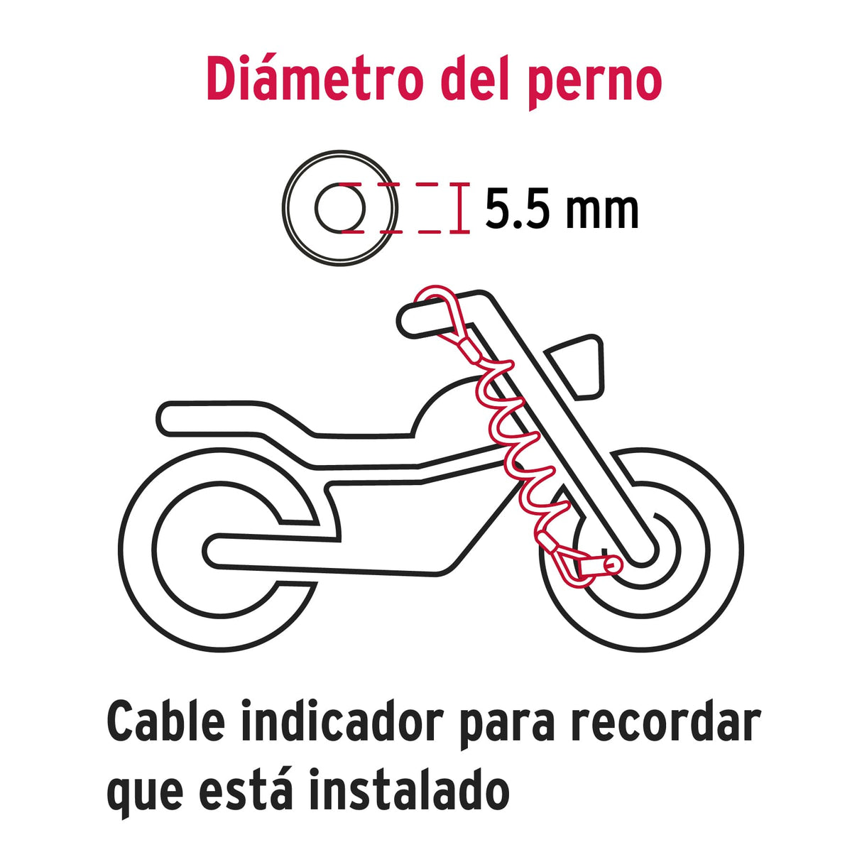 Candado para Freno de Disco Motocicleta, 5.5 mm, Hermex