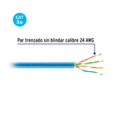 Metro de Cable UTP CAT5E, Bobina de 100M, Azul, Volteck