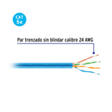 Metro de Cable UTP CAT5E, Bobina de 305M, Azul, Volteck