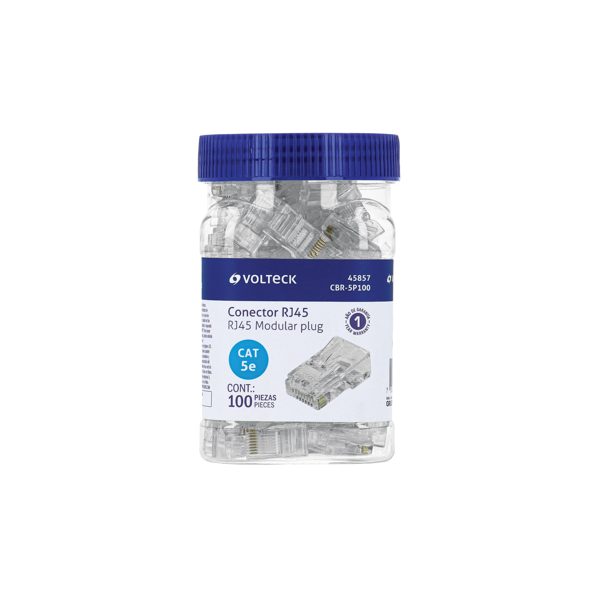 Plug RJ45 CAT5E, Bote con 100 Piezas, Volteck