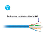 Metro de Cable UTP CAT6, Bobina de 100M, Azul, Volteck