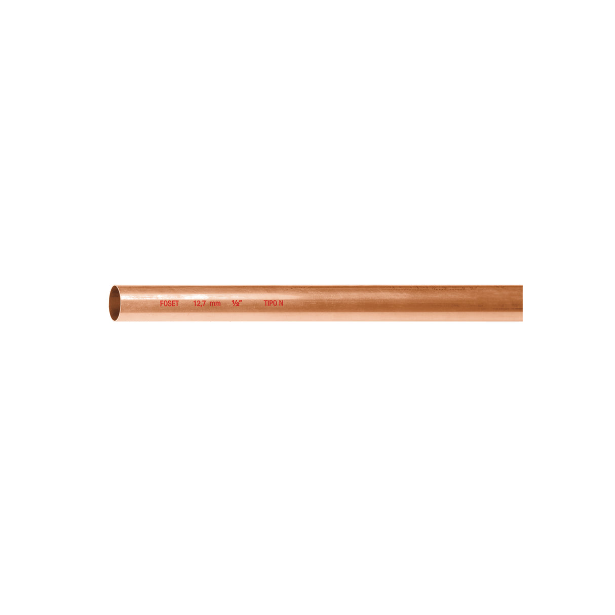 Tubo Rígido de Cobre 1/2' Tipo 'N', 3M, 0.5 kg, Foset