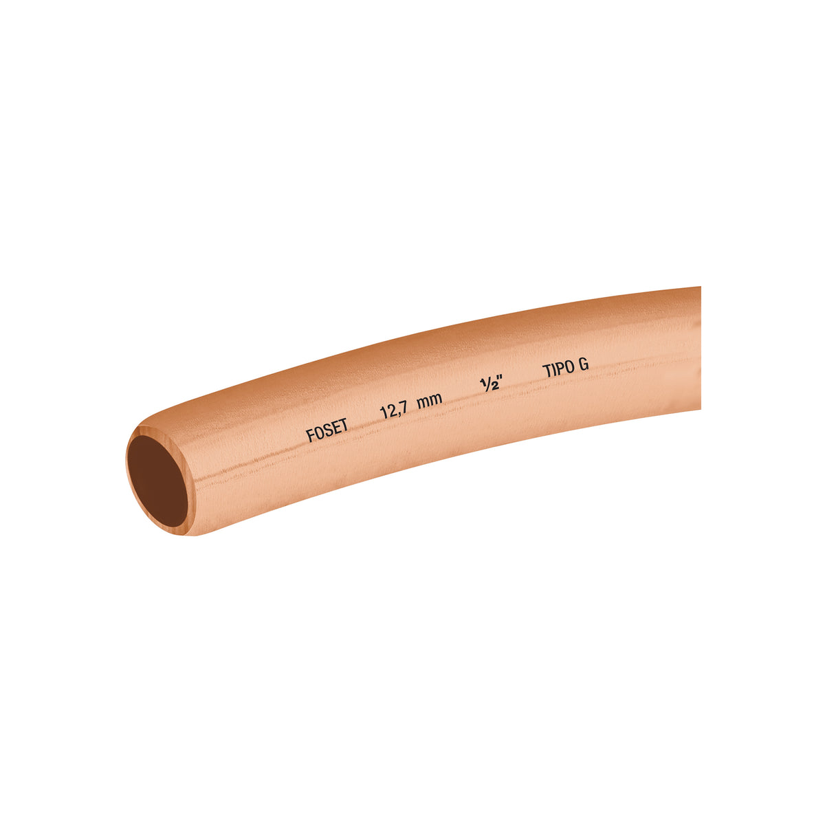 Tubo Flexible de Cobre 1/2', Rollo de 15M, 3.7 kg, Foset