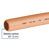 Tubo Flexible de Cobre 1/2', Rollo de 15M, 3.7 kg, Foset