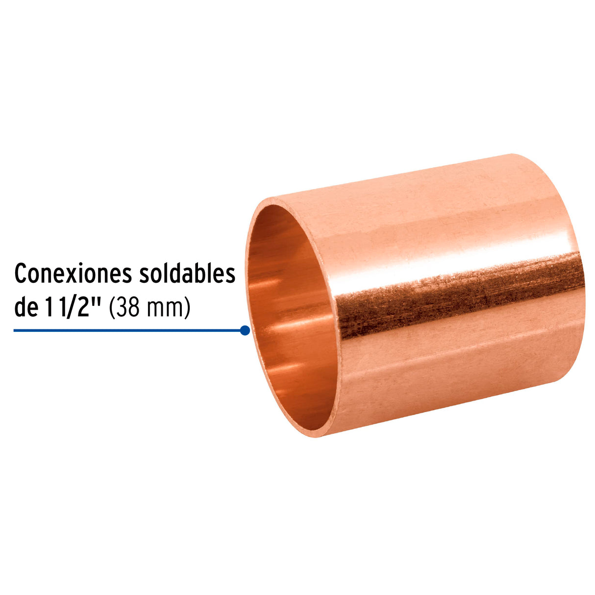 Cople de Cobre 1-1/2', sin Ranura, Foset