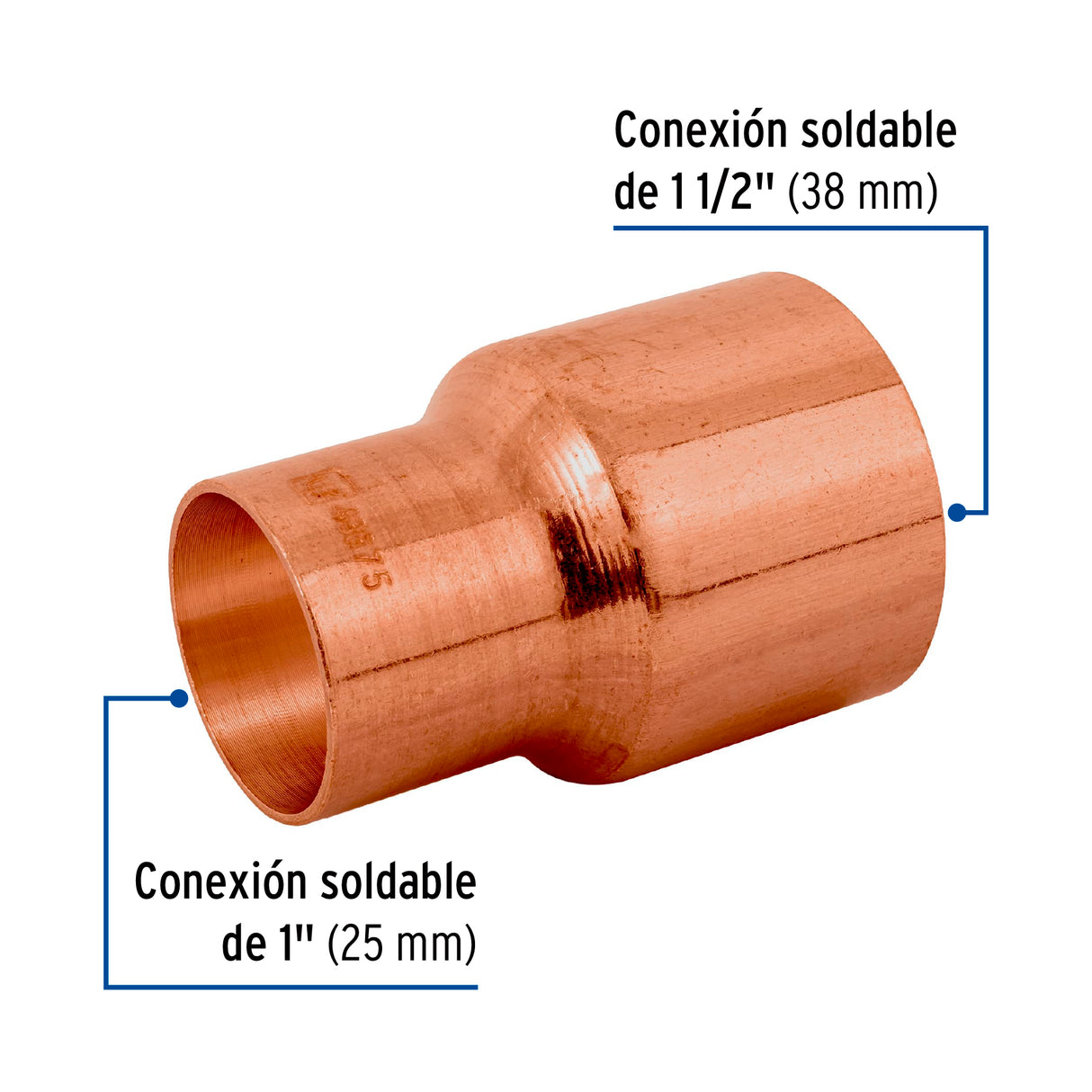 Reducción Bushing de Cobre 1-1/2 X 1', Foset