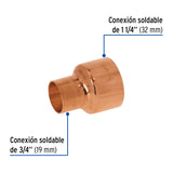 Reducción Campana de Cobre 1-1/4 X 3/4', Foset
