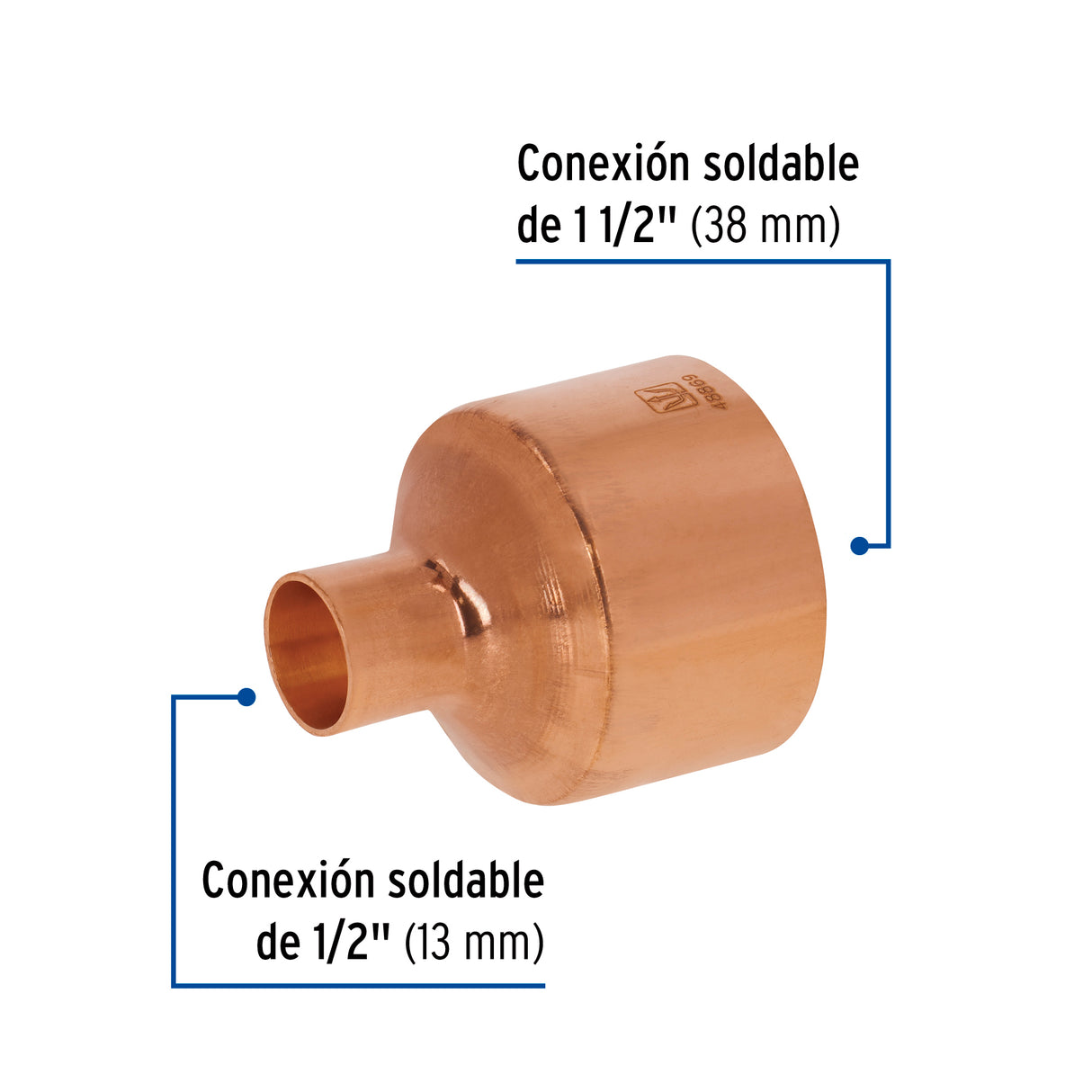 Reducción Campana de Cobre 1-1/2 X 1/2', Foset