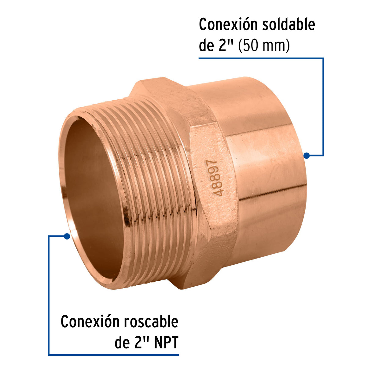 Conector de Cobre, Rosca Exterior 2', Foset