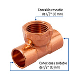Tee de Cobre Rosca Interior Central 1/2', Foset