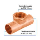 Tee de Cobre Rosca Interior Central 3/4', Foset