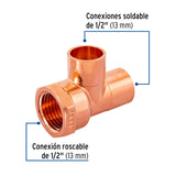 Tee de Cobre Rosca Interior Lateral 1/2', Foset