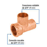 Tee de Cobre Rosca Interior Lateral 3/4', Foset