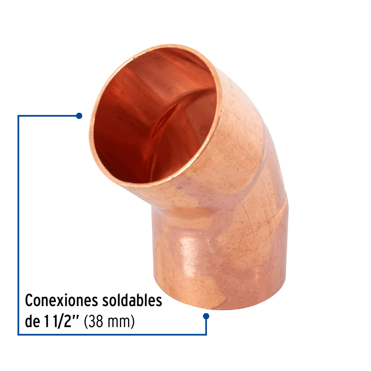Codo 45° de Cobre 1-1/2', Foset