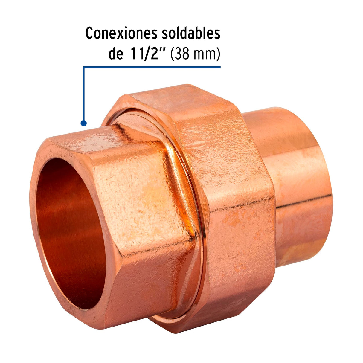 Tuerca Unión de Latón Cobrizado 1-1/2', Foset
