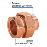 Tuerca Unión Latón Cobrizado 1/2' Rosca Interior, Foset