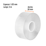 Cinta Nano Doble Cara Reutilizable, Transparente 3 m X 30 mm