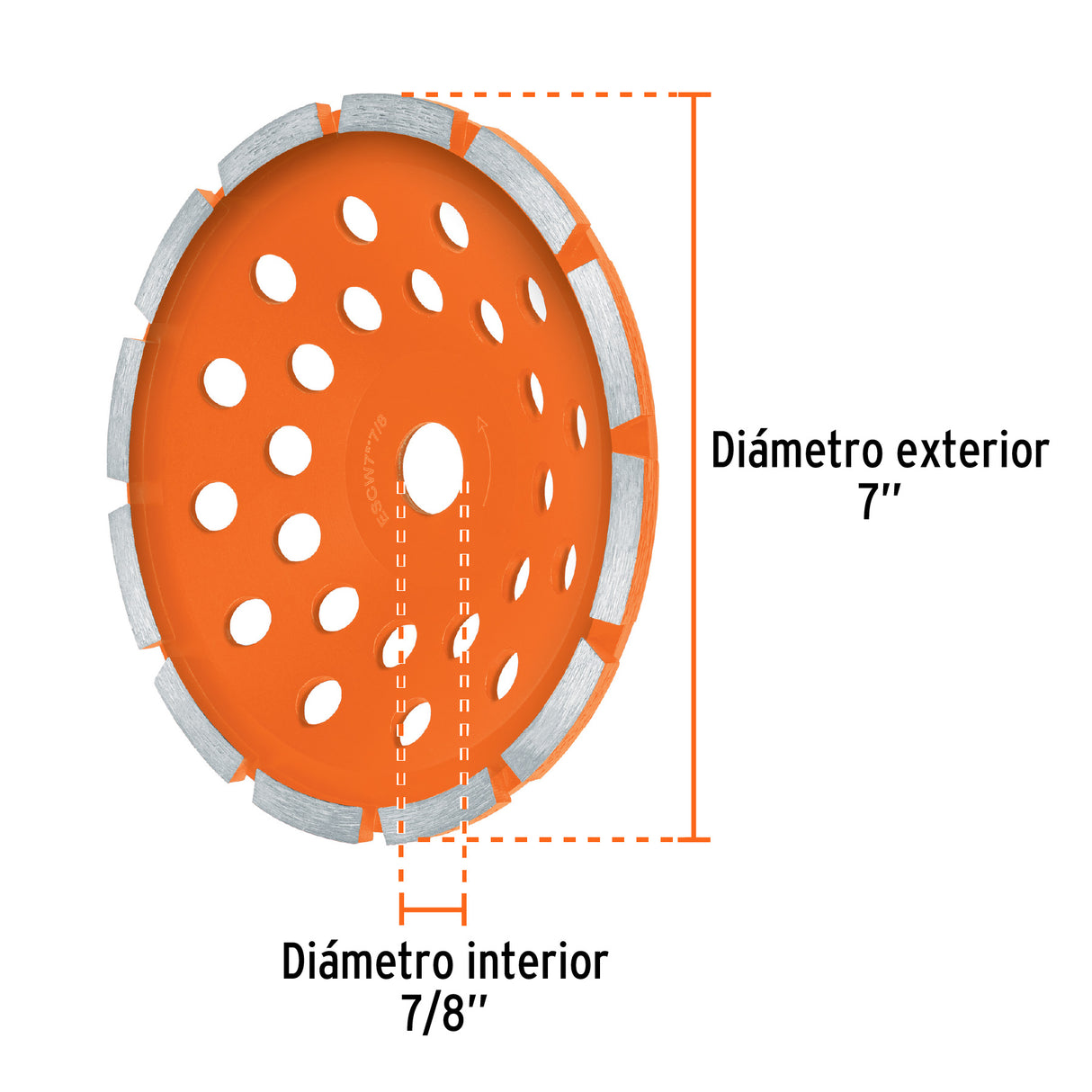 Copa de Diamante 1 Hilera 7' X 7/8', Truper