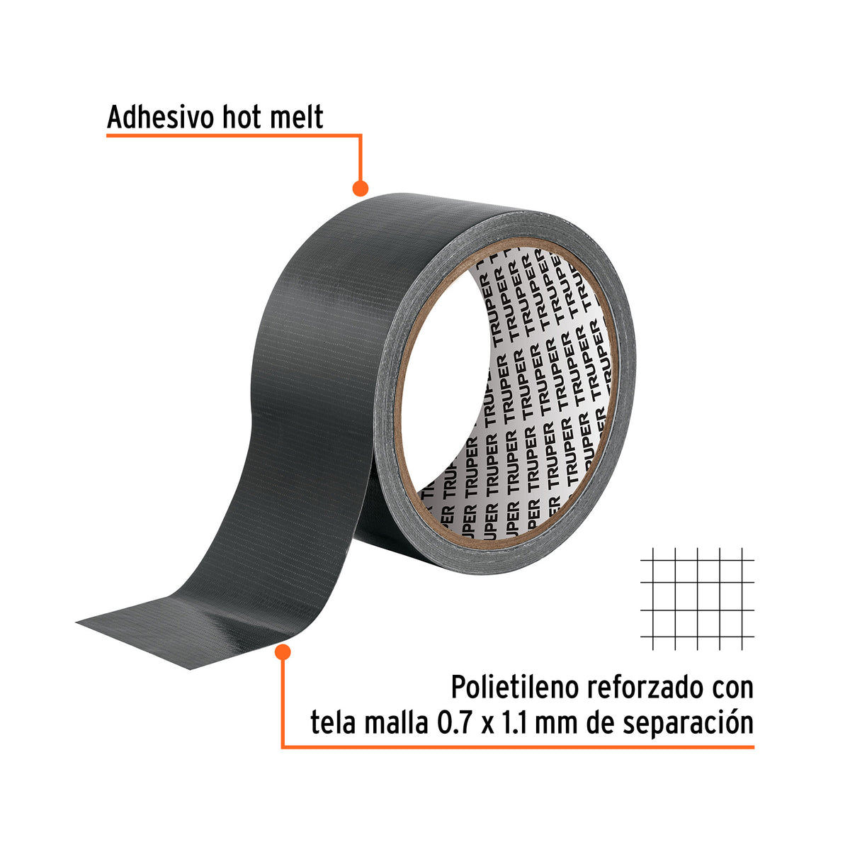 Cinta Negra para Ducto 10M X 48 mm, Espesor 0.19 mm, Truper