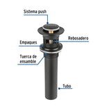 Contra para Lavabo, con Rebosadero, Sistema Push, Negro