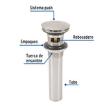 Contra para Lavabo, con Rebosadero, Tipo Hongo, Satín