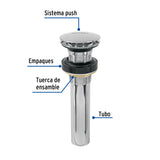 Contra para Lavabo, sin Rebosadero, Tipo Hongo, Cromo
