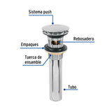 Contra para Lavabo, con Rebosadero, Tipo Hongo, Cromo