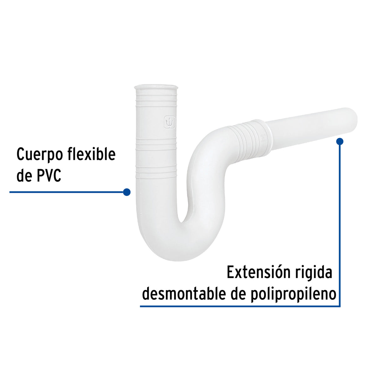 Céspol Flexible 1-1/4' de PVC, con Extensión, para Lavabo