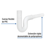 Céspol Flexible 1-1/4' de PVC, con Extensión, para Lavabo