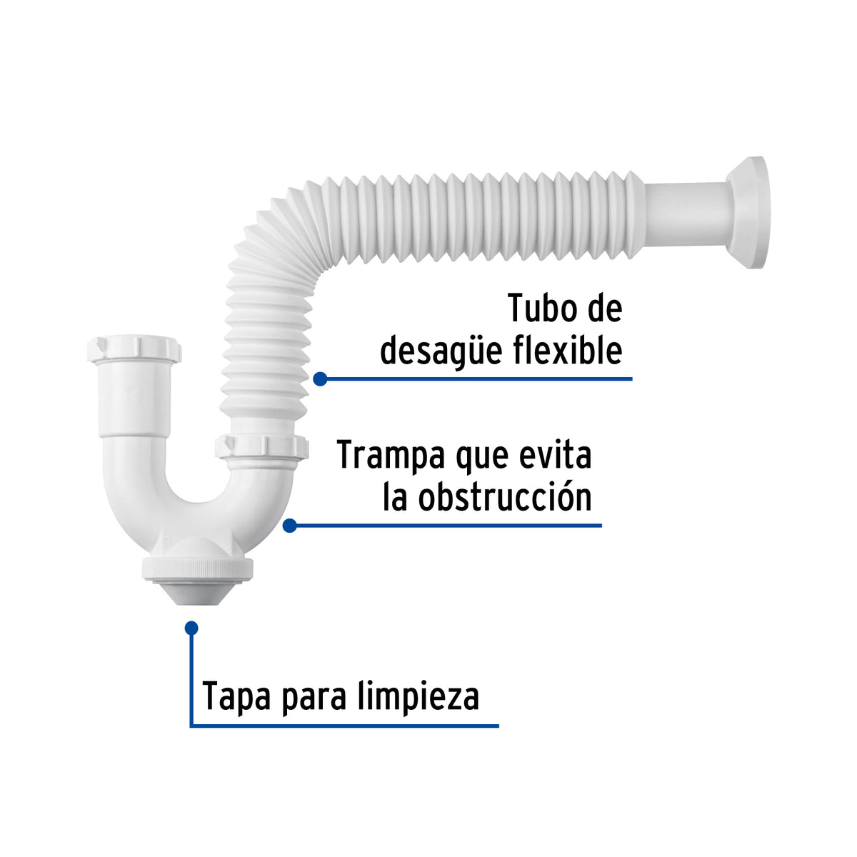 Céspol Rígido para Fregadero S/Contra, Polipropileno, 1-1/2'