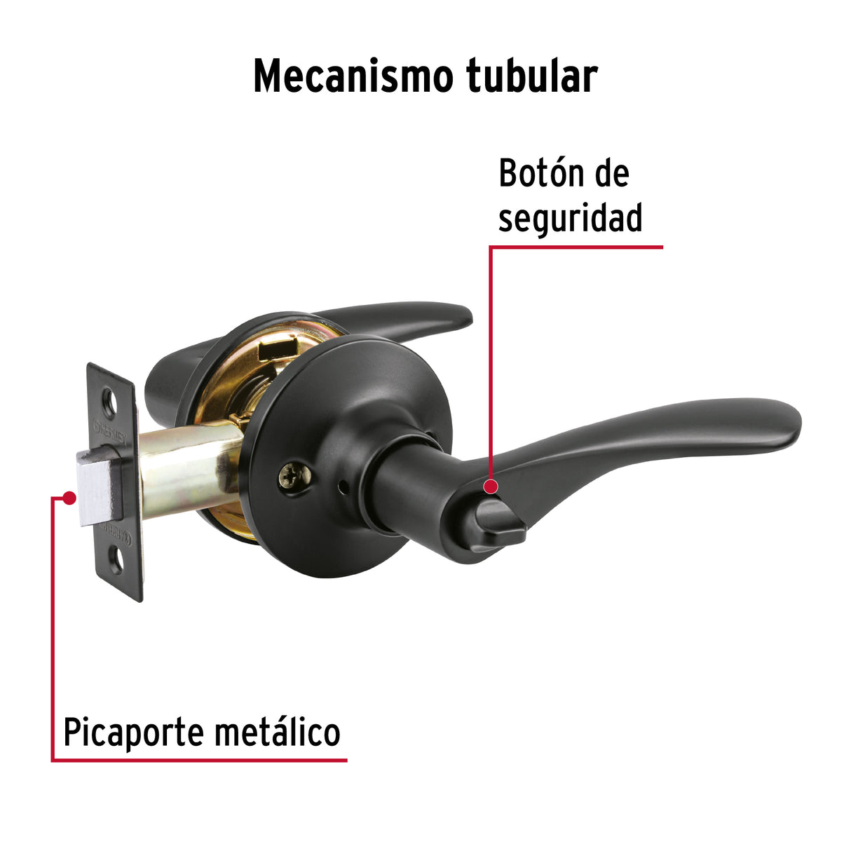 Cerradura Manija 'Milán' para Baño, Negro, Cil Latón, Basic