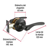 Cerradura Manija 'Milán' para Baño, Negro, Cil Latón, Basic