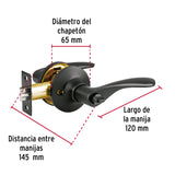 Cerradura Manija 'Milán' para Recámara, Negro, Cil Latón, Basic