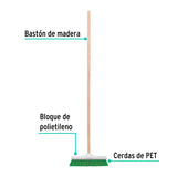 Cepillo Industrial Cerda Rígida de 30 cm, Bastón de Madera